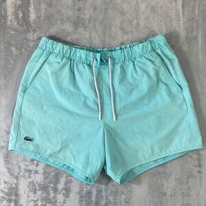 LACOSTE Live Swim Trunks Mens Large Turquoise Blue MH7846 Shorts Summer Pool